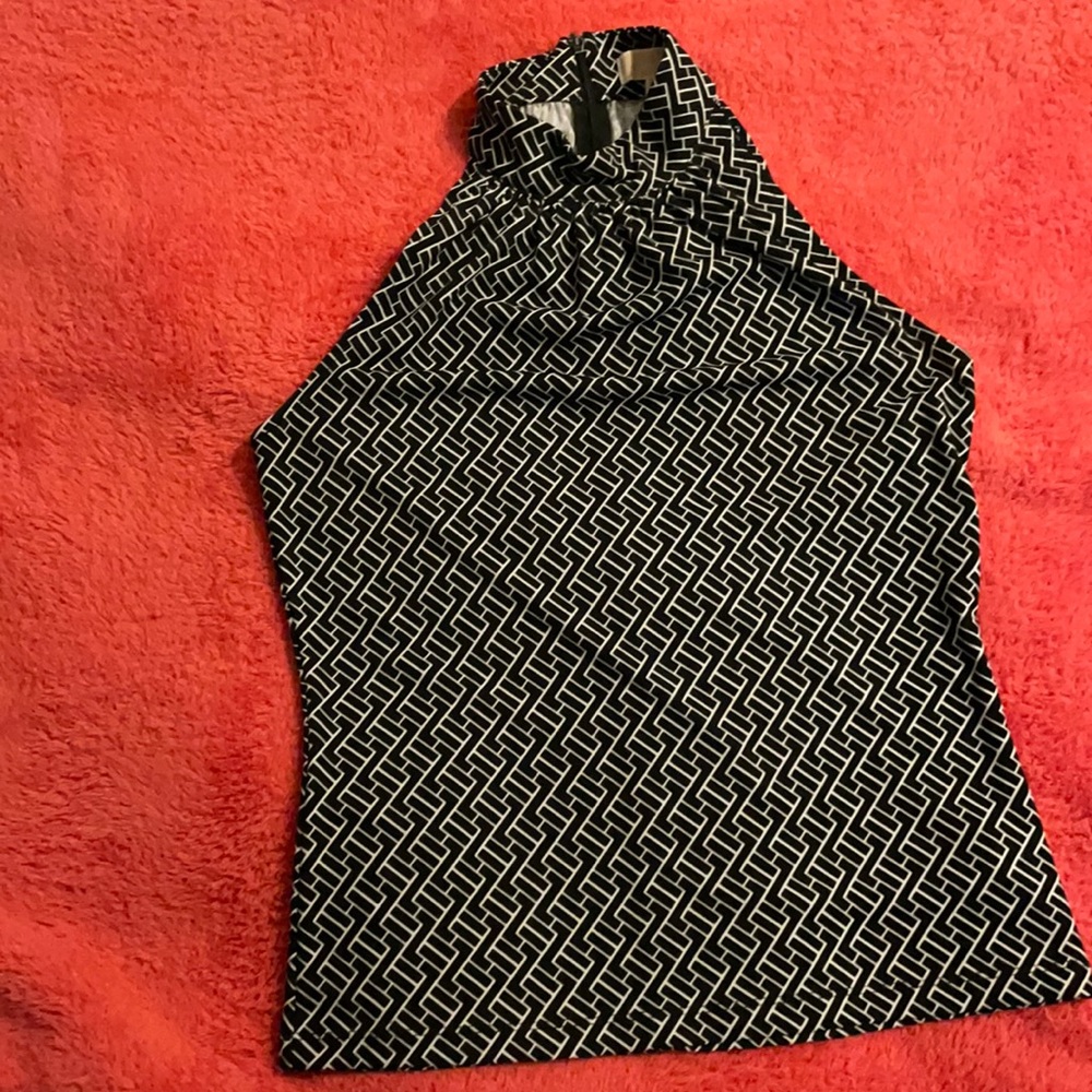 MICHAEL Michael Kors black and white halter top, size small.
